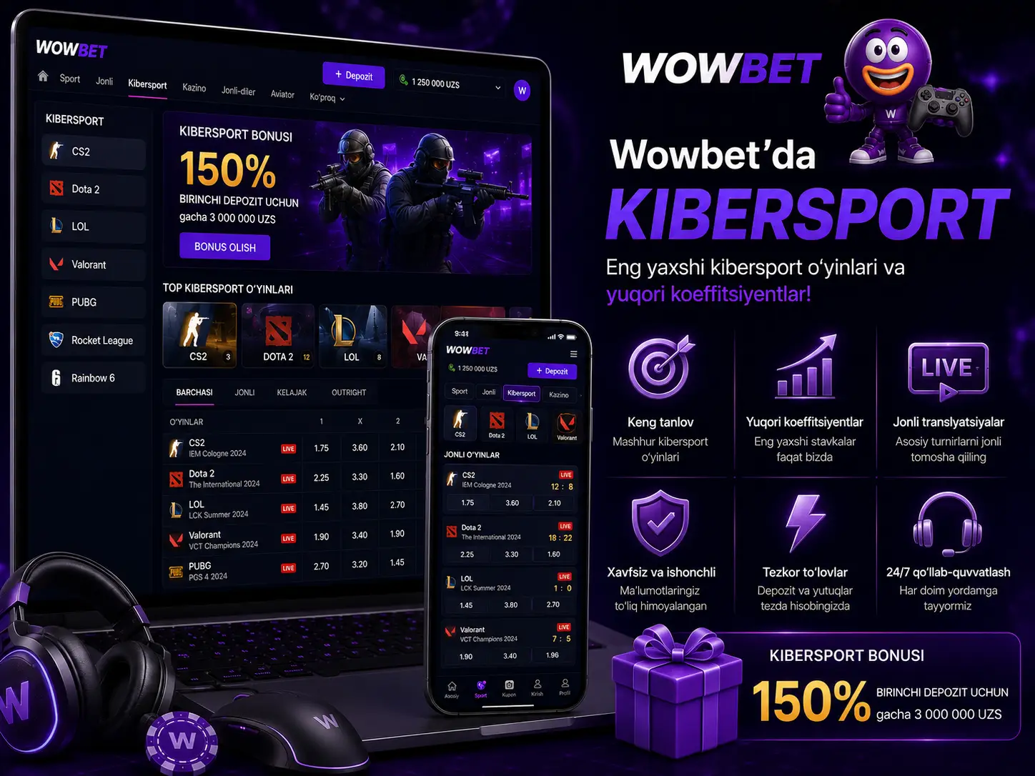 Wowbet’da Kibersport Tikish Imkoniyatlari