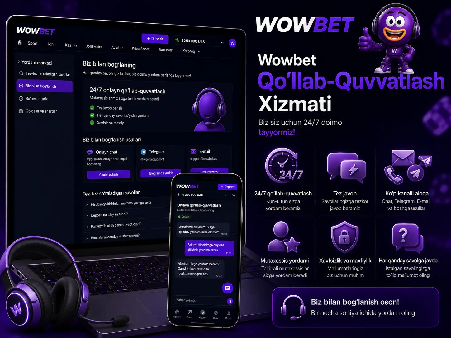 Wowbet Qo'llab-Quvvatlash Xizmati
