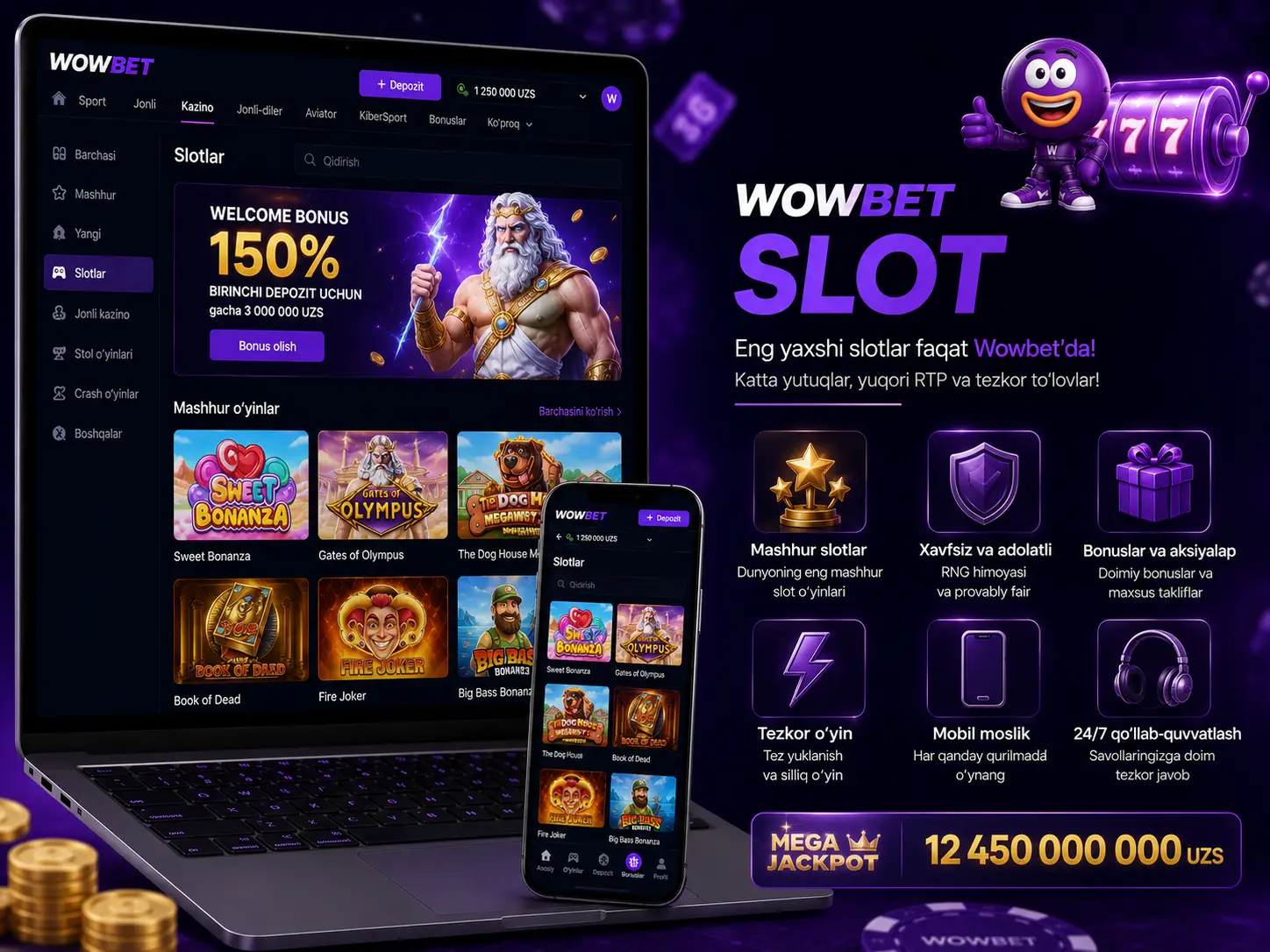 Wowbet’da Ommabop Slot O‘yinlari Sharhi